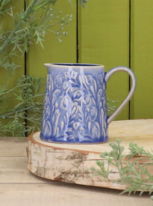 Country Flowers Blue Stoneware Mini Jug