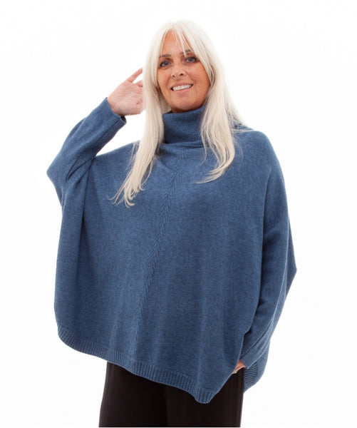 Cashmere Feel Cable Roll Neck Jumper