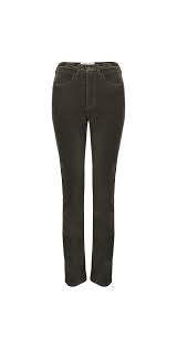 02 Velvet Straight Leg Jean - Olive Green