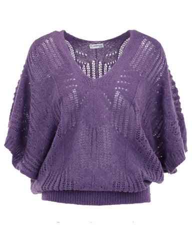 V Neck Mohair Blend Tunic - Amethyst