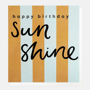 Happy Birthday Sunshine Yellow and Blue Stripe