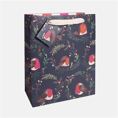 Large Gift Bag - Robin in Wreath