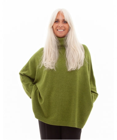 Cashmere Feel Cable Roll Neck Jumper