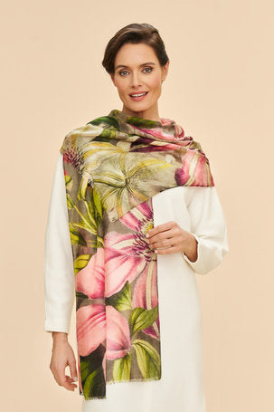 Oversized Botanicals Wool Scarf