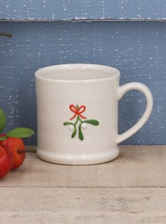 Stoneware Mini Mug with Mistletoe