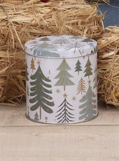 Cream & Green Trees Chocolate Tin