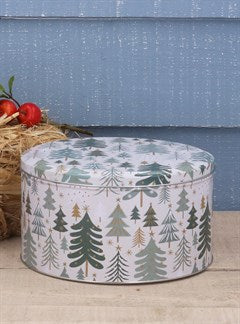 Cream & Green Trees Cake Tin