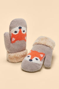 Kids Knitted Mittens - Fox