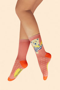 Bamboo Mix Ladies Ankle Socks - Puppy Pizza Lover