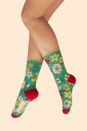 Bamboo Mix Ladies Ankle Socks - Blooming Lovely