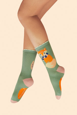 Bamboo Mix Ladies Ankle Socks - Cosy Fox