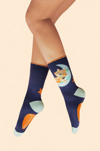 Bamboo Mix Ladies Ankle Socks - Dreaming Fox