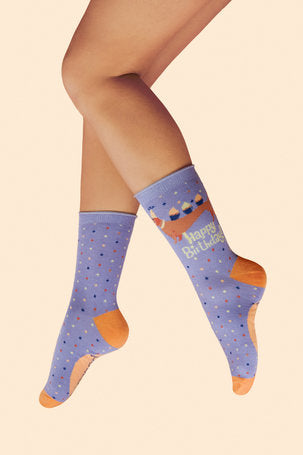 Bamboo Mix Ladies Ankle Socks - Pup-Cake Birthday Party