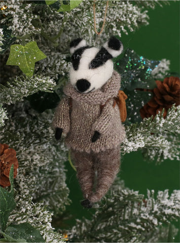 Wool Badger Tree Decoration