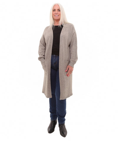 Cashmere Like Longline Cable Cardigan