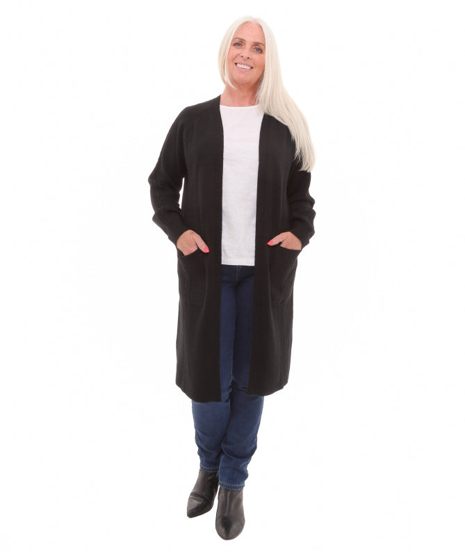 Cashmere Like Longline Cable Cardigan