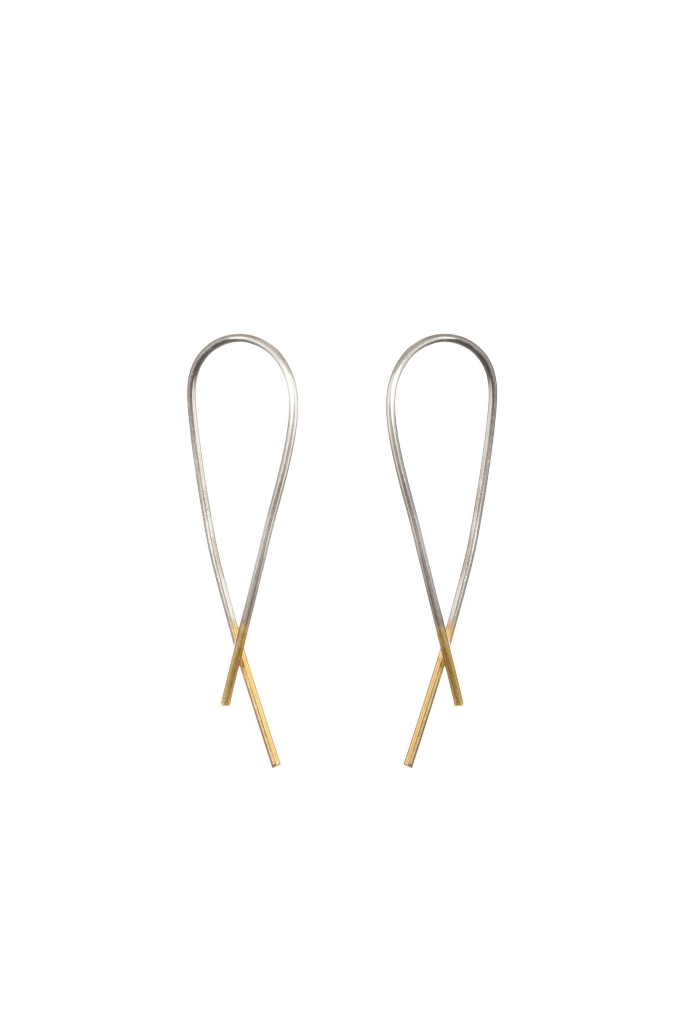 Gold Dipped Silver Crossover Earrings