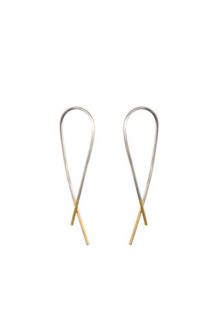 Gold Dipped Silver Crossover Earrings