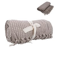 Beige Woven Stab Stitch Cotton Throw