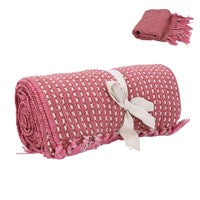 Pink & Brown Retro Stitch Cotton Throw