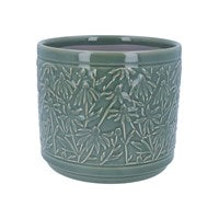 Dark Sage Rudbeckia Stoneware Plant Pot Cover - Medium