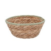 Green Trim Natural Woven Basket Bowl - Mini