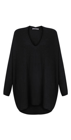 Mika X V-Neck Fine Knit - Black