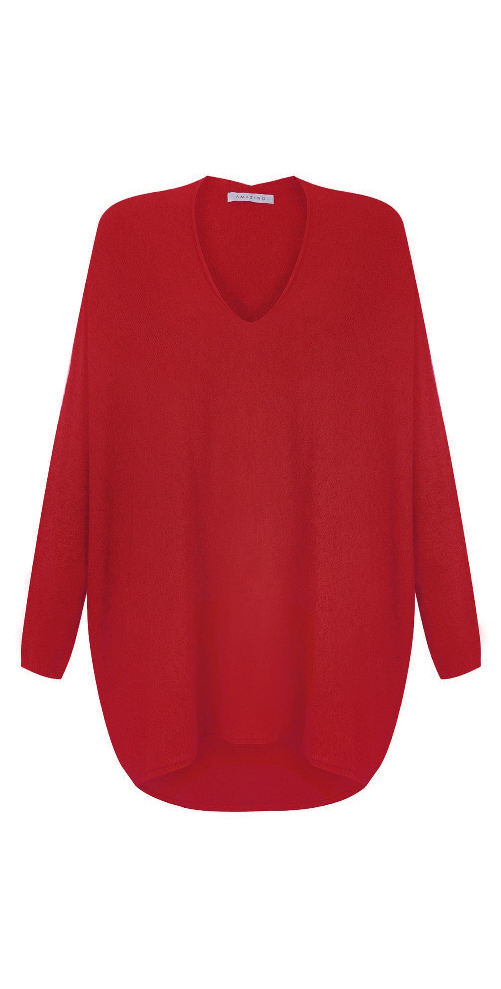 Mika X V-Neck Fine Knit - Berry Red