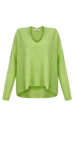 Mika V-Neck Fine Knit - Summer Green