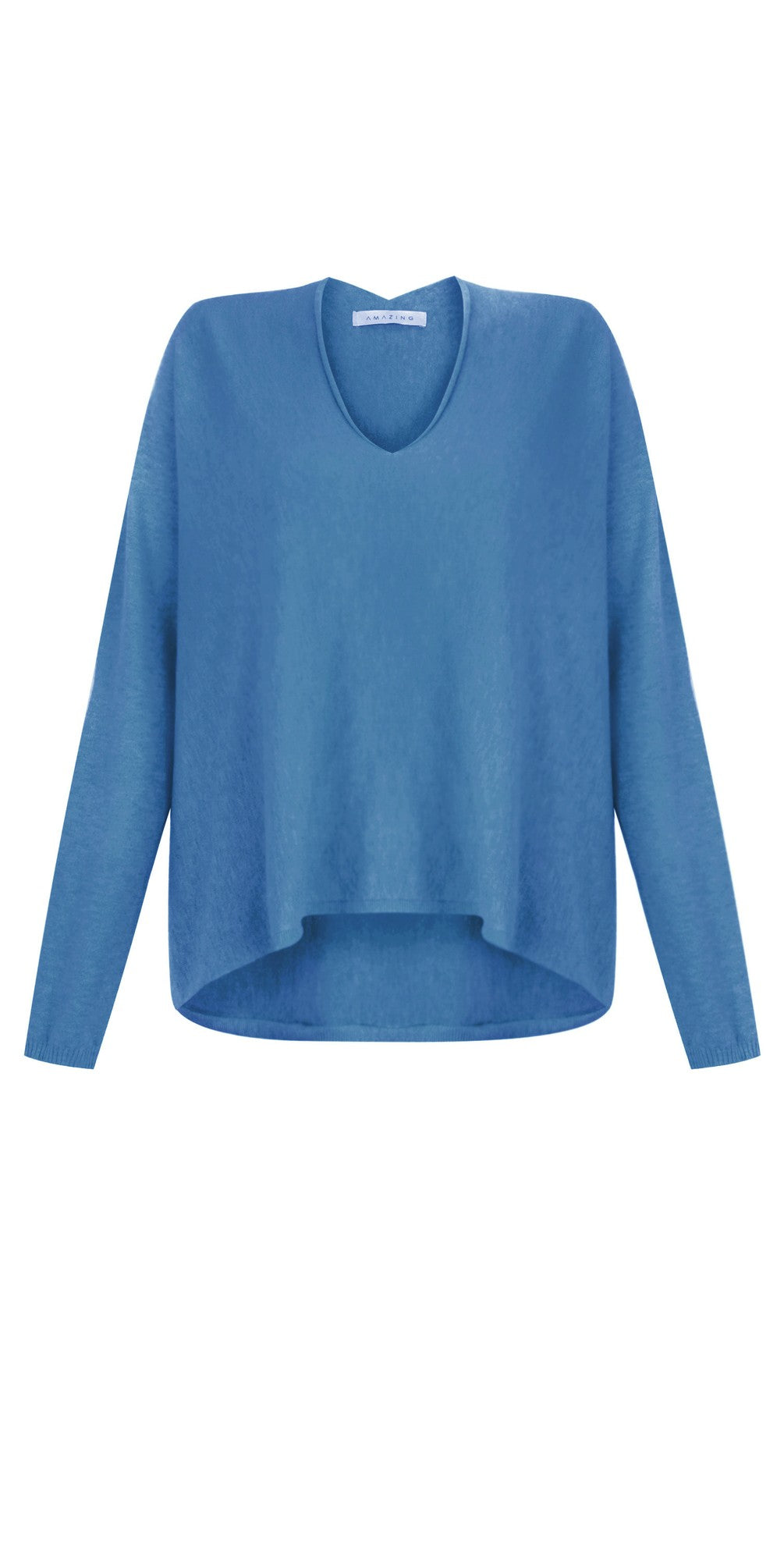 Mika V-Neck Fine Knit - Summer Blue