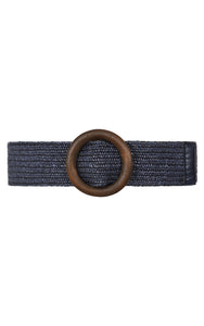 Raffia Style Belt - Navy