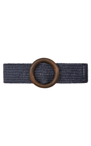 Raffia Style Belt - Navy