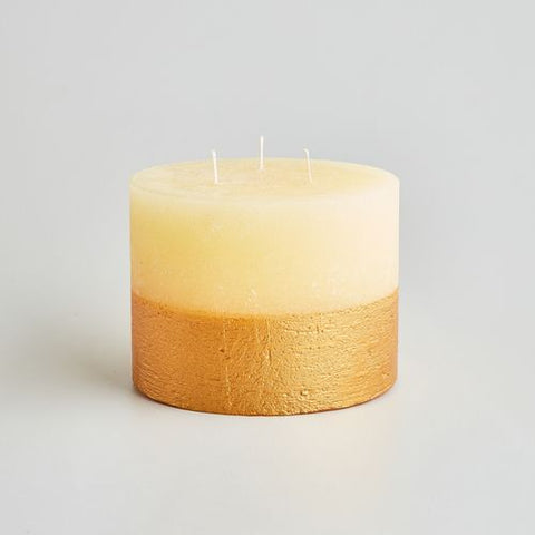 cadeauxwells - Inspiritus Ivory Multi-wick Gold Dipped Pillar Candle - St Eval Candles - Candles