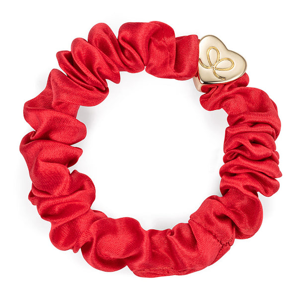 Gold Heart Silk Scrunchie