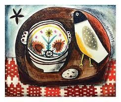 Breton Bowl and Felt Bird