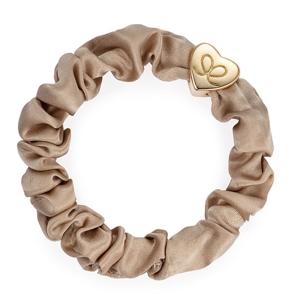 Gold Heart Silk Scrunchie