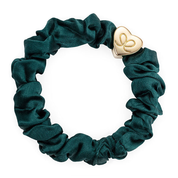 Gold Heart Silk Scrunchie