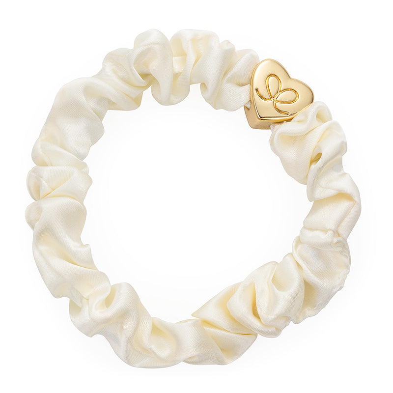 Gold Heart Silk Scrunchie