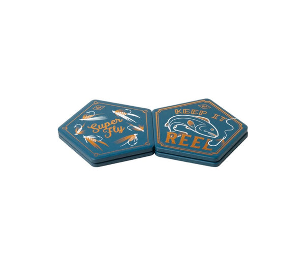 Set of 4 Ceramic Coasters - Fishing