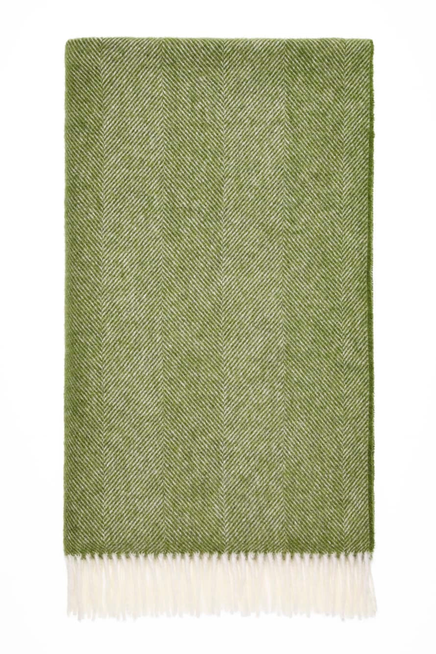 Bronte Herringbone Shetland Throw - Apple