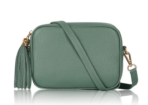 Leather Crossbody Bag - Dusty Green