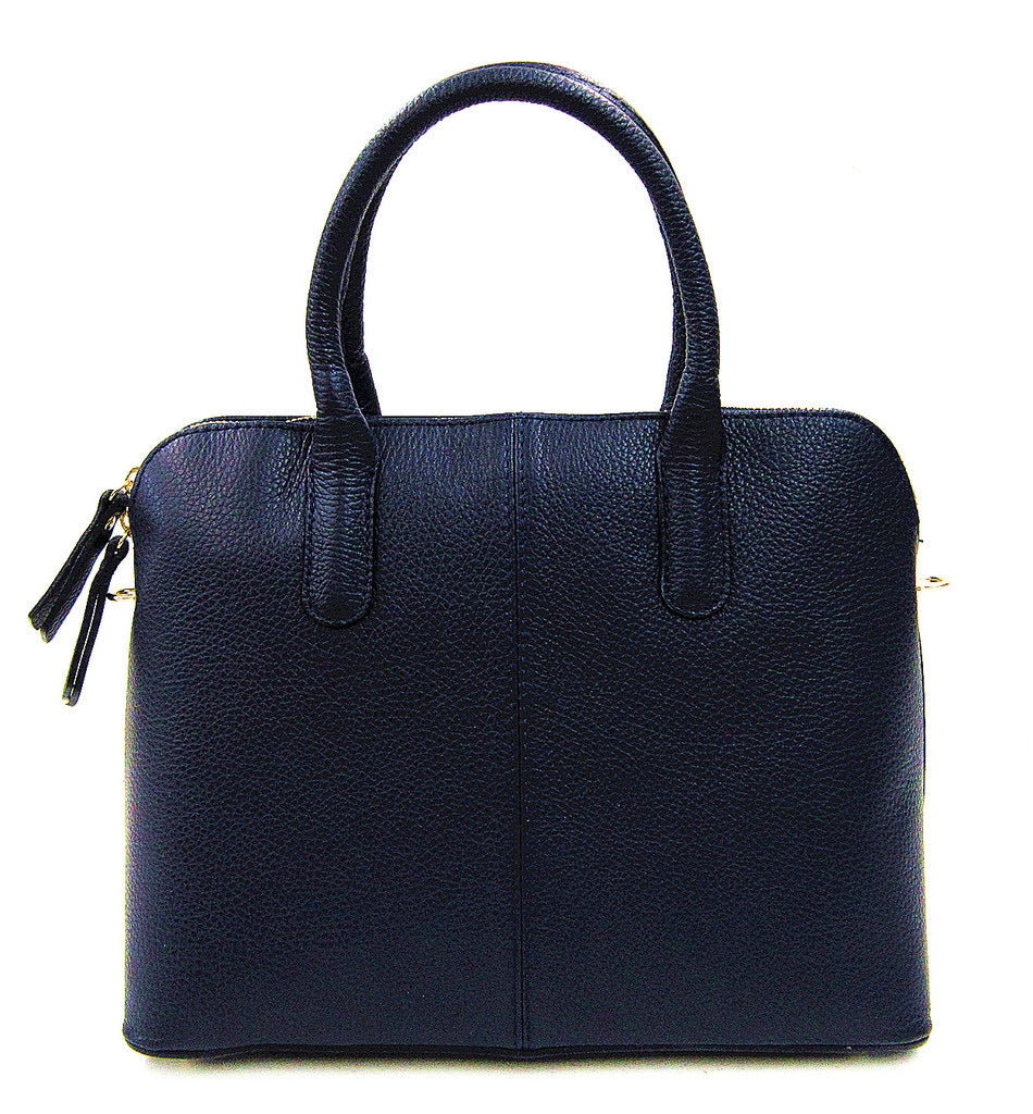 Leather Handbag - Navy