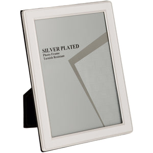 Silver Plated Cream Enamel Photo Frame - 5 x 7