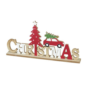 Wooden Christmas Sign with car