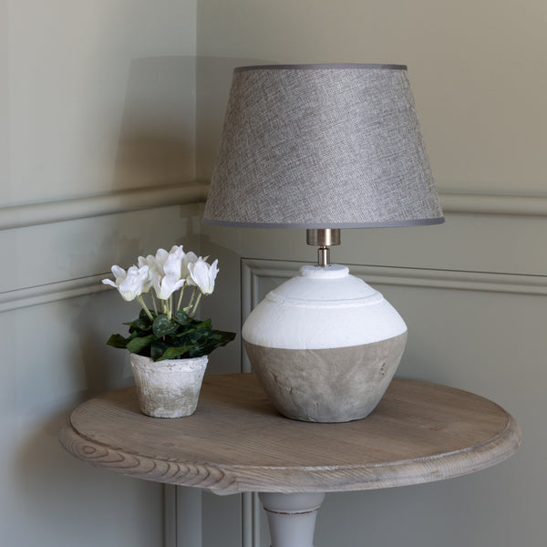 Stoneware Lamp with Grey Shade