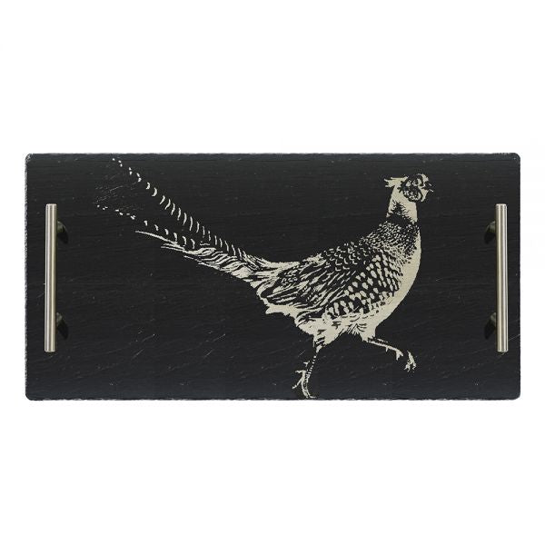 Large Etched Slate Serving Tray - Pheasant