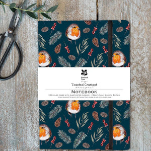 Winter Robin Noir A5 Lined Pocket Notebook