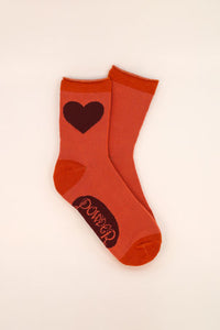 Ankle Socks - Heart Tangerine