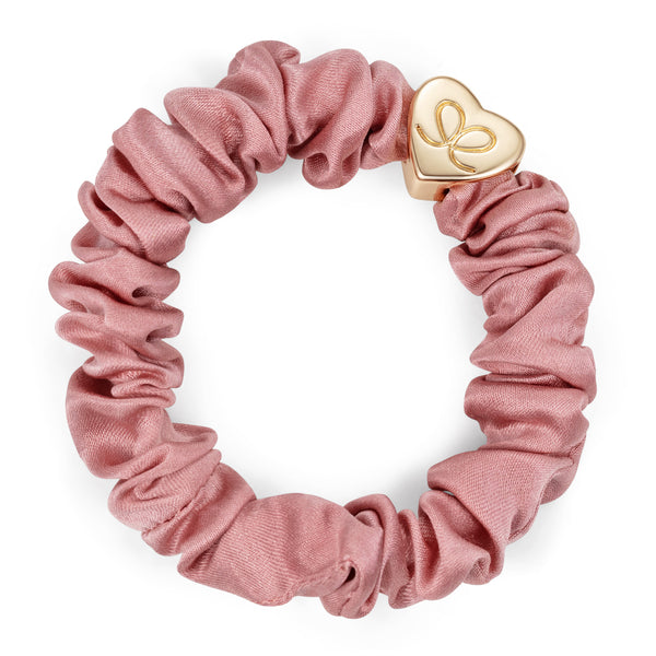 Gold Heart Silk Scrunchie