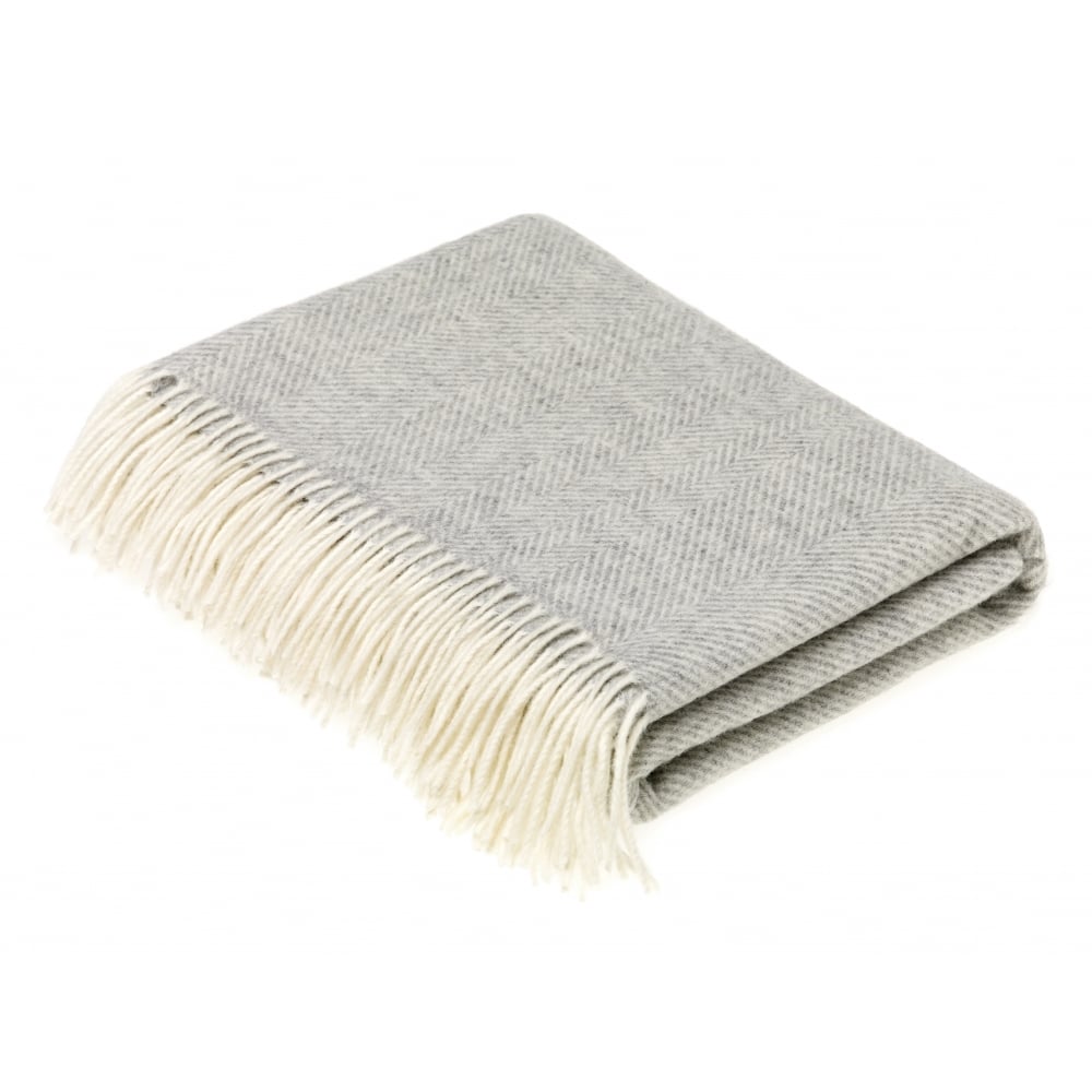 Bronte Herringbone Shetland Throw - Light Grey